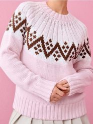 Sweter skandynawski z domieszką wełny - wielobarwny. Swetry damskie Sinsay, l, bez wzorów, z wełny, bez kołnierzyka, bez ramiączek, bez kaptura. Za 69.99 zł.