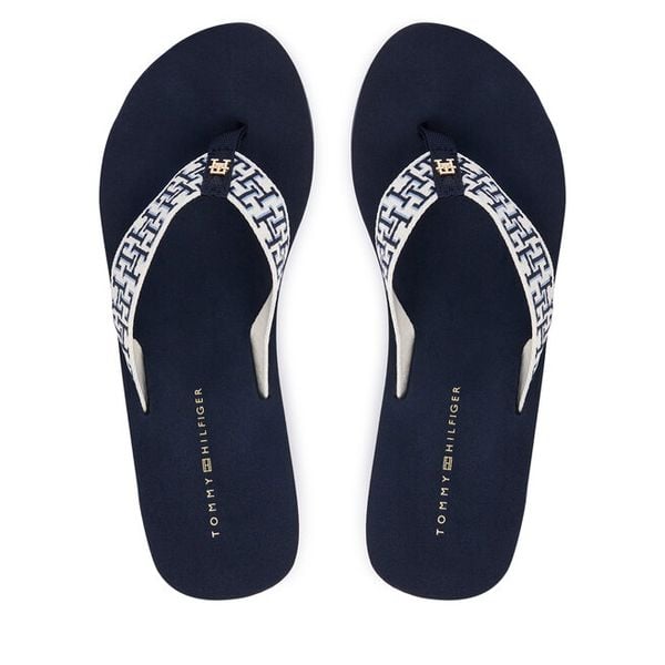 Japonki Tommy Hilfiger. Niebieskie klapki damskie Tommy Hilfiger, bez wzorów, bez obcasa. Za 206.99 zł.