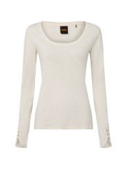 BOSS Orange koszulka z długim rękawem - Edeline Kobiety Bawełna beżowy, S. Brązowe t-shirty damskie Boss Orange, s, bez wzorów, z bawełny, eleganckie, bez kołnierzyka. Za 169.95 zł.