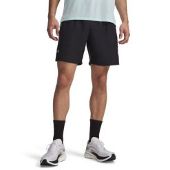 Under Armour LAUNCH 7 SHORTS Spodenki męskie. Czarne krótkie spodenki sportowe męskie Under Armour, m, bez wzorów, z dzianiny, do biegania. Za 119.99 zł.