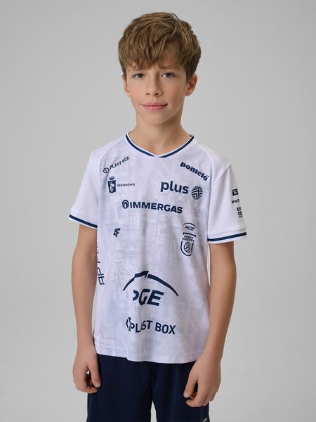 4F Koszulka meczowa replika domowa z sezonu 2025/26 dziecięca 4F x Projekt Warszawa - biała 110/116. Białe bluzki dla dziewczynek 4f, bez wzorów, z dzianiny, bez ramiączek. Za 179.99 zł.