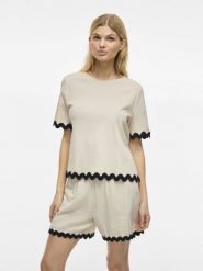 Vila Koszulka Kobiety Bawełna (100%) beżowy, M. Brązowe t-shirty damskie Vila, m, bez wzorów, z bawełny, eleganckie, bez kołnierzyka. Za 149.95 zł.