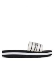 LOVE MOSCHINO Klapki JA28334G0MIX6100 Biały. Białe klapki damskie Love Moschino, bez wzorów, z materiału, bez obcasa. Za 539.99 zł.