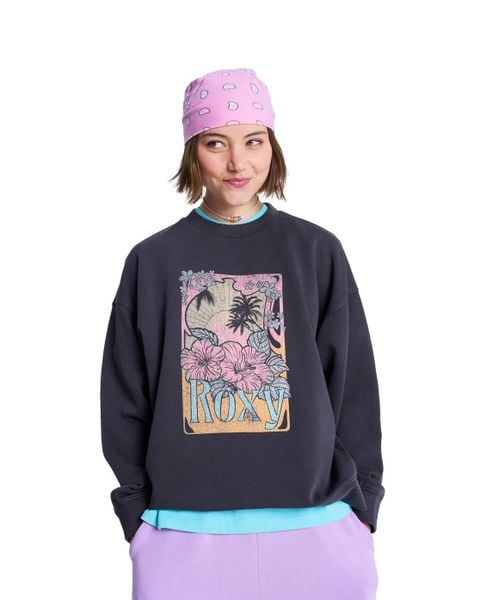 Bluza dla Kobiety LINEUP TERRY Czarny. Szare bluzy damskie Roxy, m, bez wzorów, z bawełny, bez kaptura. Za 174.99 zł.