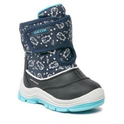 Śniegowce Geox. Niebieskie buty zimowe dziewczęce Geox, bez zapięcia. Za 329.99 zł.
