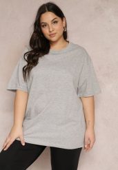 Szary Bawełniany T-shirt Oversize Thenika. Szare bluzki damskie Renee, xl, bez wzorów, z bawełny, bez kołnierzyka. Za 29.99 zł.