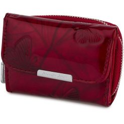 Damski Skórzany Elegancki Portfel Mały Lakier Motyle Na Karty Skóra Czerwony 821. Czerwone portfele damskie bez wzorów, z lakierowanej skóry. Za 54.99 zł.