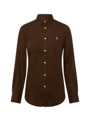 Polo Ralph Lauren Lniana bluzka Kobiety len brązowy, XS. Brązowe bluzki damskie Polo Ralph Lauren, xs, bez wzorów, ze lnu, bez kołnierzyka, bez ramiączek. Za 649.95 zł.