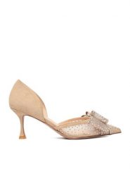 Eva Minge Szpilki EO-AVA-78096-202 Beżowy. Brązowe szpilki damskie Eva Minge, bez wzorów, ze skóry, bez obcasa, bez zapięcia. Za 309.99 zł.