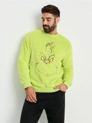 Bluza crewneck regular z misiem Grinch - Inny. Bluzy męskie Sinsay, l, bez wzorów, bez kaptura. Za 59.99 zł.