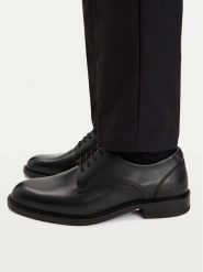 Tommy Hilfiger Półbuty Corporate Dressy Lth FM0FM06023 Czarny. Czarne eleganckie półbuty Tommy Hilfiger, ze skóry, wizytowe, bez zapięcia. Za 554.99 zł.