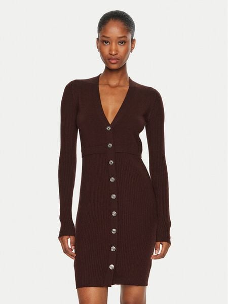 Pinko Sukienka dzianinowa Riserva 104017 A15S Brązowy Regular Fit. Brązowe sukienki damskie Pinko, m, bez wzorów, z dzianiny, bez kołnierzyka, bez ramiączek. Za 879.99 zł.