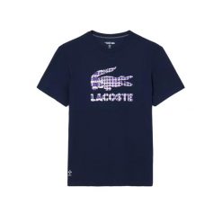 Koszulka Lacoste Daniil Medvedev. Niebieskie koszulki sportowe męskie Lacoste, bez wzorów, bez kołnierzyka, bez ramiączek, tenisowe. Za 357.50 zł.