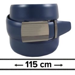 Pasek Granatowy do Spodni 115 cm, Automatyczna Klamra, Skórzany, Elegancki -VICTORIO. Niebieskie paski damskie Victorio, bez wzorów, ze skóry, eleganckie. Za 99.00 zł.