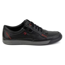 KOMODO Buty męskie skórzane Casual 932K czarne. Czarne półbuty na co dzień męskie casualowe, bez zapięcia. Za 367.89 zł.