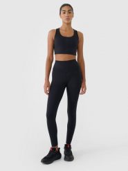 4F Legginsy treningowe z wysokim stanem damskie - czarne L. Czarne legginsy damskie 4f, l, bez wzorów, z dzianiny, z podwyższonym stanem, na fitness i siłownię. Za 119.99 zł.