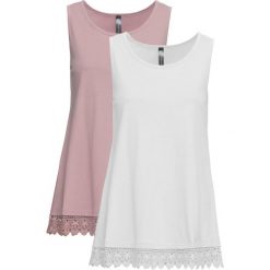 Top z koronką (2 szt.) bonprix biało-różowobrązowy. Topy damskie marki bonprix. Za 75.98 zł.