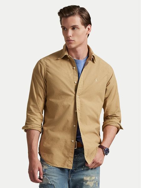 Polo Ralph Lauren Koszula 710805564505 Beżowy Regular Fit. Brązowe koszule męskie Polo Ralph Lauren, m, bez wzorów, z bawełny, bez kołnierzyka, bez ramiączek. Za 598.99 zł.