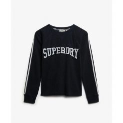 Damska koszulka z długim rękawem Superdry Athletic Essentials. Niebieskie t-shirty damskie Superdry., l, bez wzorów, z materiału, eleganckie, bez kołnierzyka. Za 200.35 zł.