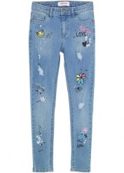 Dżinsy skinny, mid waist. Niebieskie jeansy dla dziewczynek bonprix, z jeansu. Za 124.99 zł.