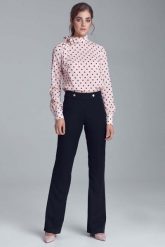 Czarne Eleganckie Spodnie z Napami na Pasku. Czarne spodnie materiałowe damskie Nife, s, bez wzorów, z elastanu. Za 224.90 zł.
