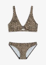 Bikini bustier (2 części). Brązowe bikini damskie bonprix, z aplikacjami. Za 114.99 zł.