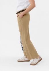 Spodnie lniane R-GITTA. Brązowe spodnie materiałowe damskie Volcano, l, bez wzorów, z materiału. Za 139.99 zł.