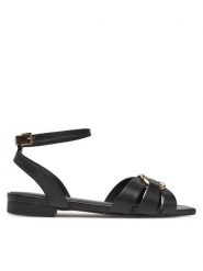 TWINSET Sandały Ciabatta 251GCJ04A Czarny. Czarne sandały damskie Twinset, bez wzorów, ze skóry, bez obcasa, na płaskiej podeszwie, bez zapięcia. Za 419.99 zł.