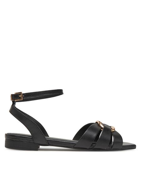 TWINSET Sandały Ciabatta 251GCJ04A Czarny. Czarne sandały damskie Twinset, bez wzorów, ze skóry, bez obcasa, na płaskiej podeszwie, bez zapięcia. Za 419.99 zł.