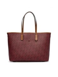 Tommy Hilfiger Torebka Th Monoplay Tote Le AW0AW17416 Czerwony ciemny. Czerwone torebki do ręki damskie Tommy Hilfiger, bez wzorów, ze skóry, bez dodatków. Za 849.99 zł.