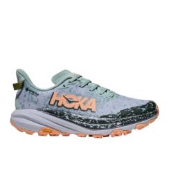 Buty do biegania damskie Hoka One One Speedgoat 6 GTX. Szare obuwie sportowe damskie HOKA, bez wzorów, z materiału, do biegania. Za 1,214.44 zł.