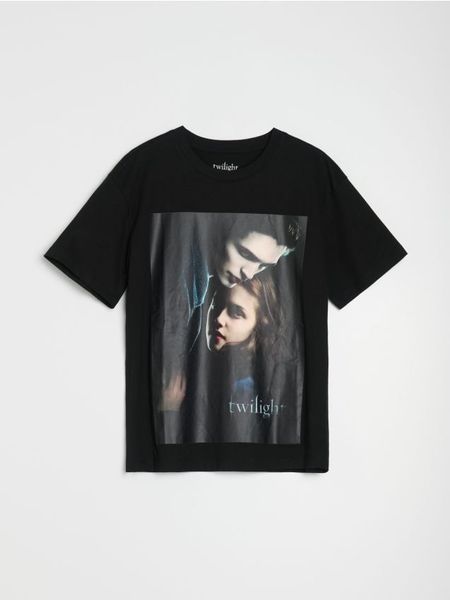 Koszulka z krótkim rękawem Twilight - czarny. Czarne t-shirty damskie Sinsay, l, bez wzorów, bez kołnierzyka. Za 39.99 zł.