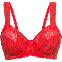 Biustonosz "minimizer" bonprix czerwono-czarny z nadrukiem. Czarne biustonosze bonprix, z nadrukiem. Za 59.99 zł.