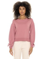 Leone 1947 Chic Tones Bluzy zimowe damskie z okrągłym dekoltem. Czerwone bluzy damskie LEONE 1947 APPAREL, na zimę, s, bez wzorów, z satyny, bez kaptura. Za 353.64 zł.