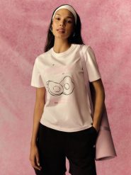 4F T-shirt relaxed z nadrukiem damski - różowy XS. Czerwone t-shirty damskie 4f, xs, bez wzorów, z bawełny, bez kołnierzyka. Za 69.99 zł.