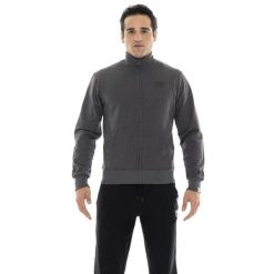 Bluza z bawełna z zamek błyskawiczny na trening. Szare bluzy sportowe męskie LEONE 1947 APPAREL, bez wzorów, z bawełny, bez kaptura, na fitness i siłownię. W wyprzedaży za 132.85 zł.