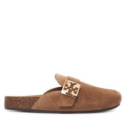 Klapki Tory Burch. Brązowe klapki damskie Tory Burch, bez wzorów, bez obcasa. Za 1,439.00 zł.