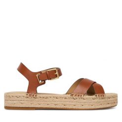 Espadryle LAUREN RALPH LAUREN. Brązowe sandały damskie Lauren Ralph Lauren, bez wzorów, bez obcasa, bez zapięcia. Za 729.99 zł.