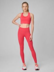 4F Legginsy treningowe bezszwowe damskie - czerwone XS/S. Czerwone legginsy damskie 4f, s, bez wzorów, z dzianiny, z podwyższonym stanem, na fitness i siłownię. W wyprzedaży za 69.99 zł.