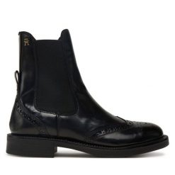 Sztyblety Tommy Hilfiger. Czarne botki damskie Tommy Hilfiger, bez obcasa, na płaskiej podeszwie, bez zapięcia. Za 719.99 zł.