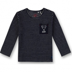 Koszulka w kolorze granatowym. Niebieskie t-shirty dla chłopców Eat ants, w paski, z bawełny, z długim rękawem. W wyprzedaży za 62.95 zł.