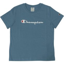 Koszulka treningowa damska Champion SS Tee. Niebieskie koszulki sportowe damskie Champion, xl, bez wzorów, bez kołnierzyka, bez ramiączek. Za 135.84 zł.