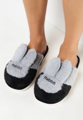 Czarne Futrzane Kapcie Królik Harash. Czarne kapcie damskie Born2be, z aplikacjami, z futra. Za 34.99 zł.