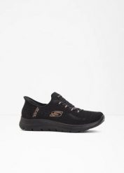 Wsuwane sneakersy marki Skechers z pianką z pamięcią kształtu. Czarne obuwie sportowe damskie bonprix, bez wzorów. Za 349.99 zł.