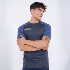 Męska Koszulka Biegowa Oddychająca 100% Poliester Ciemnoszary-Turkusowy. Niebieskie koszulki sportowe męskie Legea, m, bez wzorów, z materiału, bez kołnierzyka, bez ramiączek, do biegania. Za 148.00 zł.