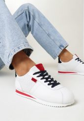 Biało-Czerwone Sneakersy Sznurowane Atheleta. Białe obuwie sportowe damskie Born2be, bez wzorów, na fitness i siłownię. Za 79.99 zł.