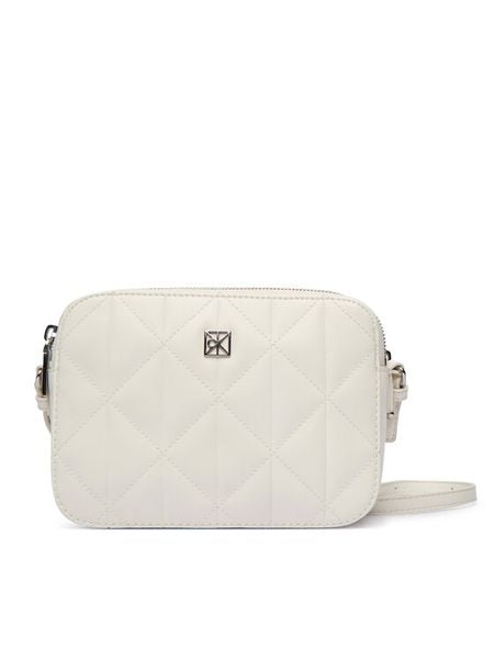 Calvin Klein Torebka Quilted Camera Bag LV04F3328G Biały. Białe listonoszki damskie Calvin Klein, bez wzorów, ze skóry, bez dodatków. Za 449.99 zł.