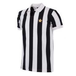 Koszulka retro dla dorosłych - Juventus FC 1951-52 - Czarna-Biała. Czarne koszulki sportowe męskie COPA FOOTBALL, bez wzorów, bez kołnierzyka, bez ramiączek, do piłki nożnej. Za 298.21 zł.