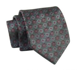 Krawat Grafitowo-Bordowy, Wzór Geometryczny, 7 cm, Elegancki, Klasyczny, Męski -ALTIES. Czerwone krawaty i muchy Alties, bez wzorów, z tkaniny, eleganckie. Za 49.00 zł.