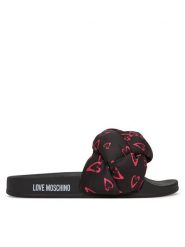 LOVE MOSCHINO Klapki JA28312G0MIW100C Czarny. Czarne klapki damskie Love Moschino, bez wzorów, z materiału, bez obcasa. Za 399.99 zł.